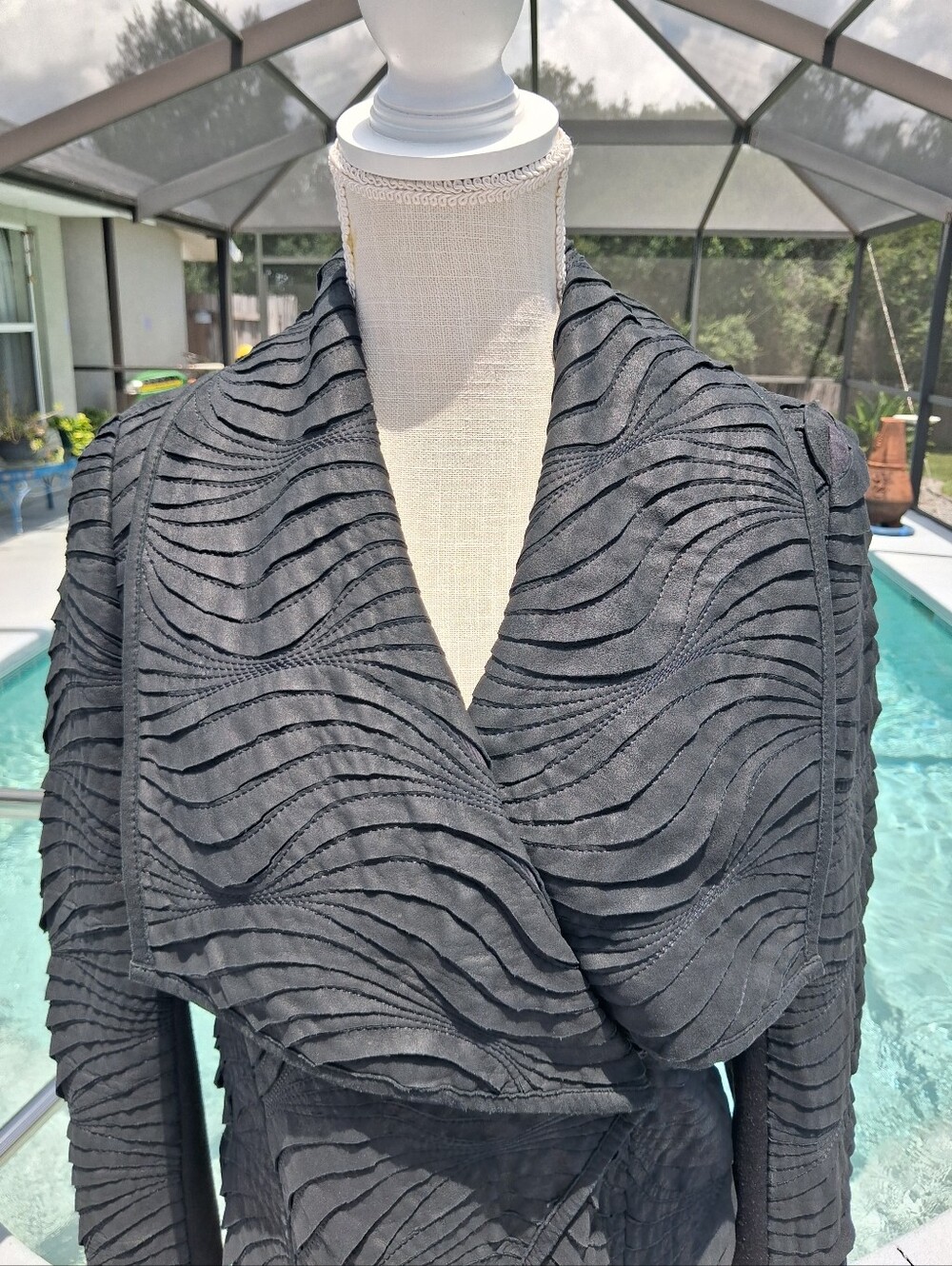 My Tribe Womens Black Leather Moto Jacket Shawl Collar Size XS - Picture 3 of 16